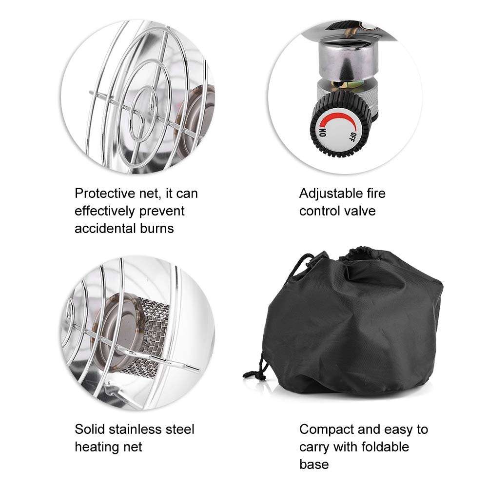 Outdoor Portable Heater, Protective Net Outdoor Portable Gas Heater Foldable Base with Heater Base for Camping for Lady for Tents for Outdoor 3