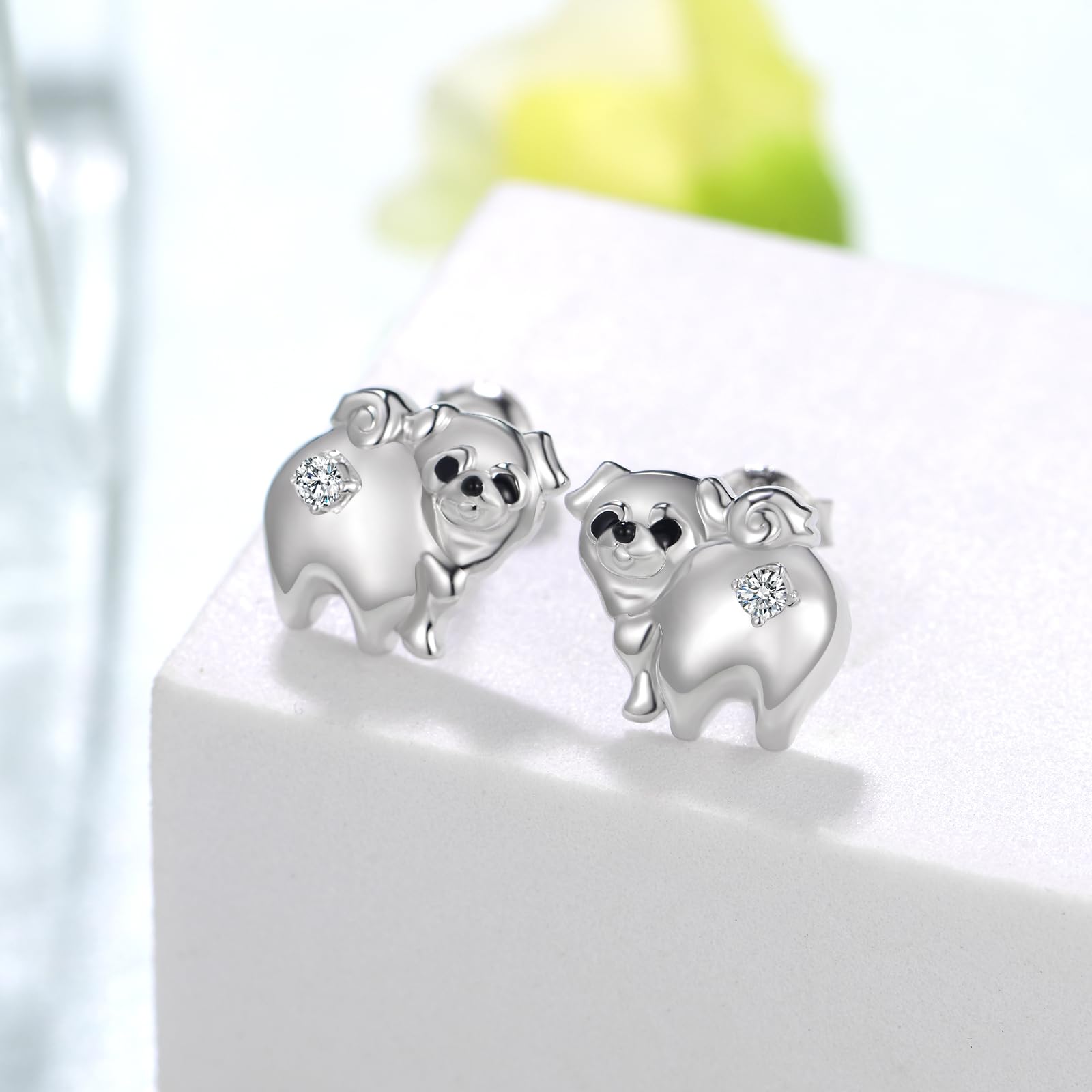 Pug Earrings and Pug Ring Sterling Silver Cute Dog Gifts Pug Dog Jewelry for Women Pug Lover 6