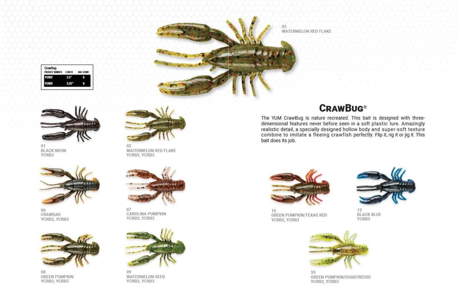 Yum Lures YCRB307 Craw Bug Fishing Bait, Carolina Pumpkin, 3.25" 2