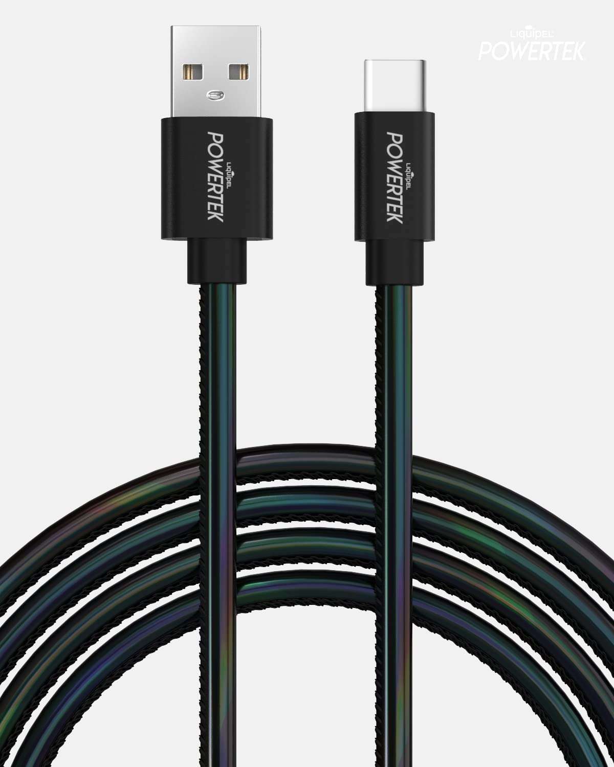 LIQUIPEL Powertek Metallic Shine USB Type C Charger Cable, 6ft Fast Charging USB C Cord, Adapter for Car, Galaxy, Android, Note, MacBook, Nintendo, PlayStation, Chromebook, Pixel (Black) 3