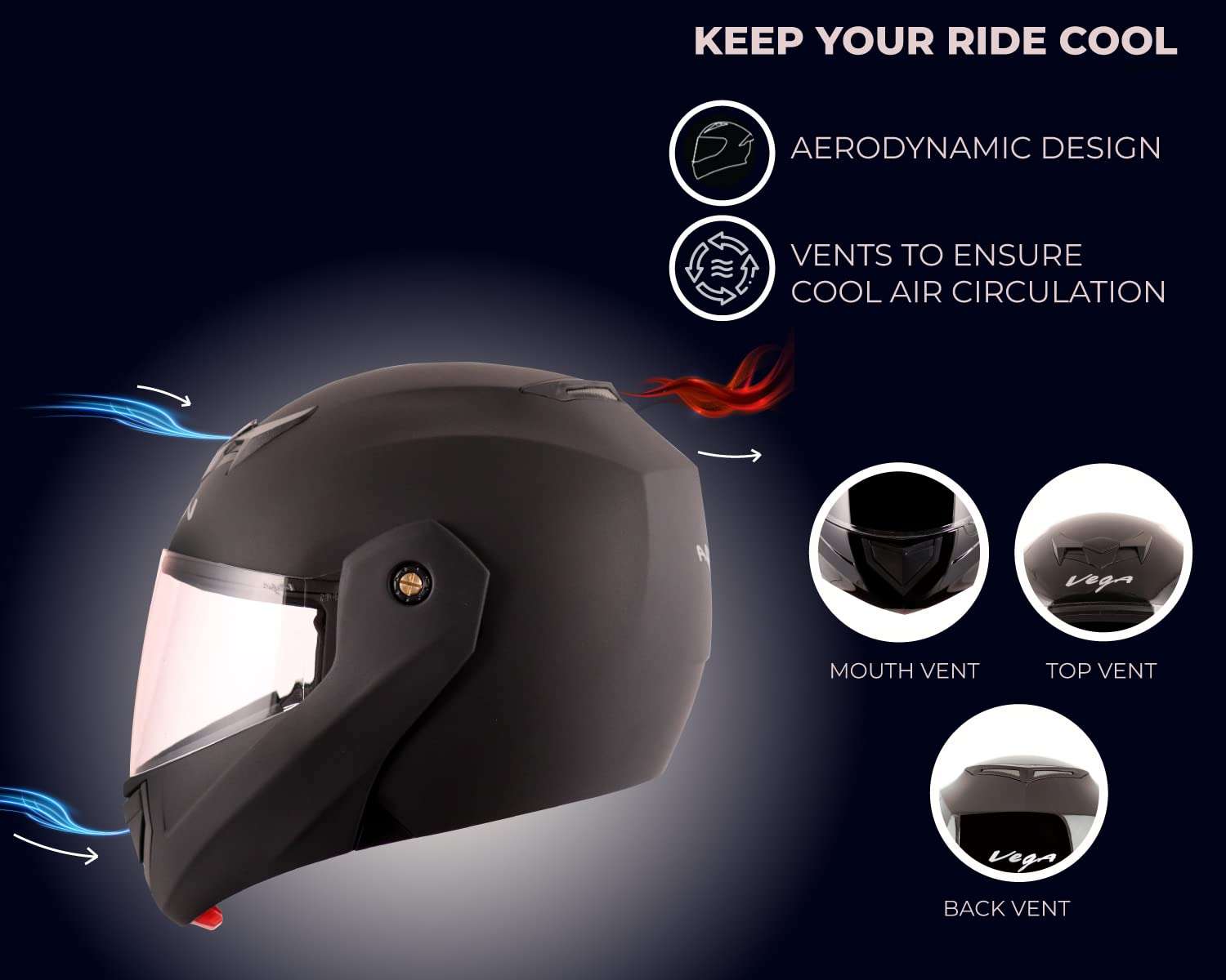 Vega Crux Dx Flip-Up Dull Black, Size:M(57-58 cm) 4