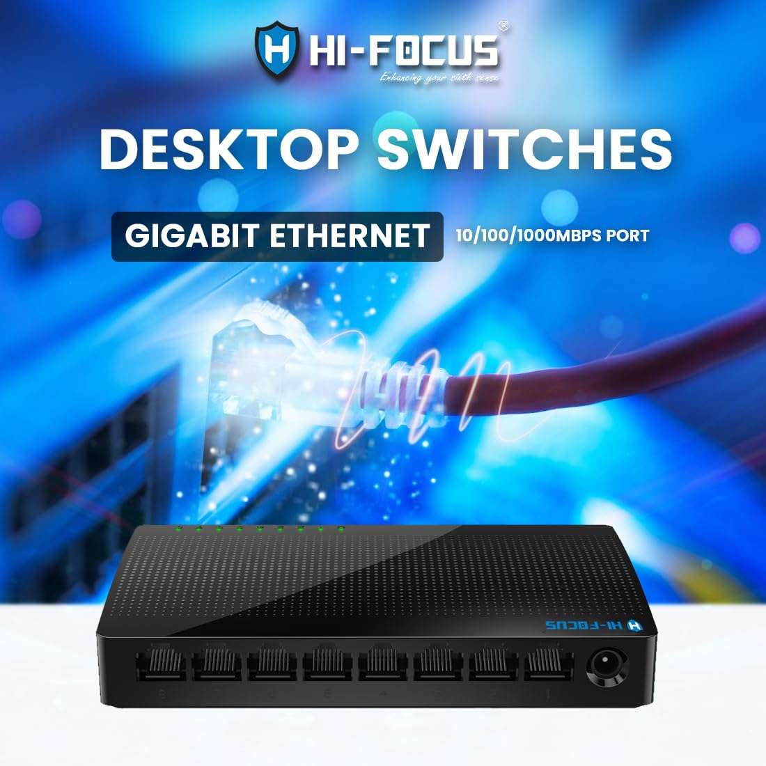 HI-Focus 8-Port 10/100/1000Mbps Gigabit Ethernet Switch | Reliable Switching Performance| RJ45 Connector | Switch Capacity: 16 Gbps/Network Switch (Black) 4