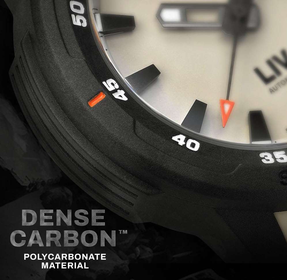 LIV Gravel 001 - Swiss Automatic - Dense Carbon Case - Shock Resistant - 3D Dial - 100M Water Resistant - Lightweight Men's Adventure Watch (Cactus Gray) 5