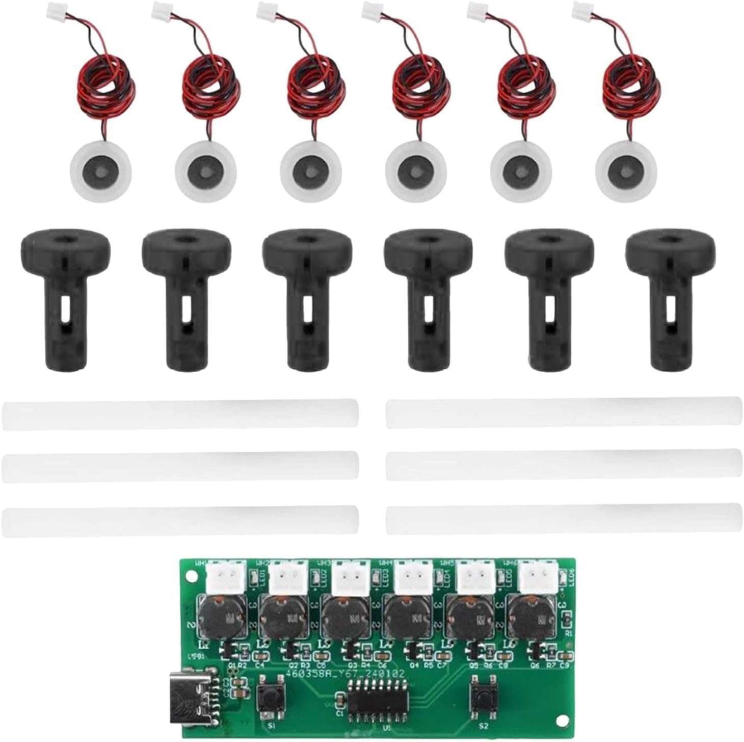 USB 6-Head Mist Maker Module 108KHz C-Type Ultrasonic Atomizer Humidifier Board 5V DC Powered Rduino UNO Compatible Water Fogger DIY Cooling Diffusion Spray Unit 1