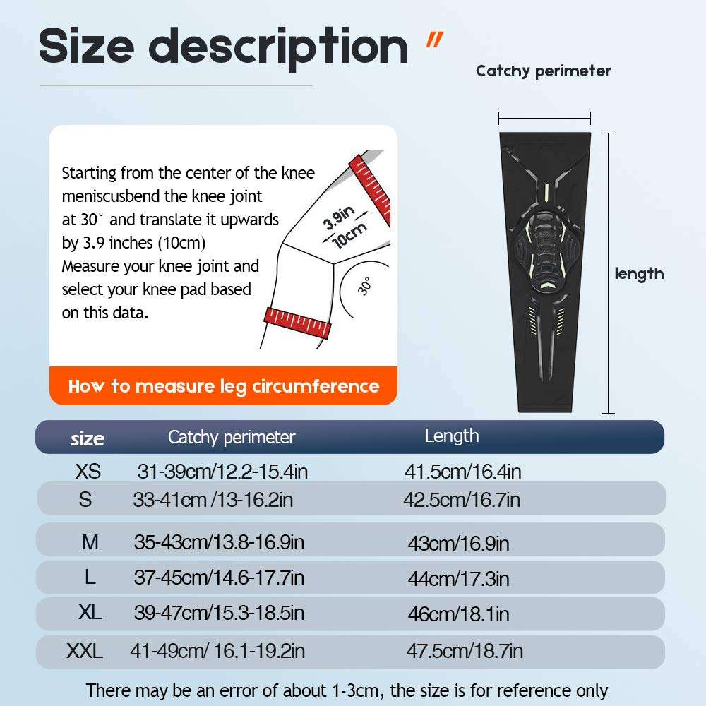 ESGTON Kids Adult Knee Pad Crashproof Leg Knee Long Sleeve Protector Gear for Basketball, Volleyball, Weightlifting(1 pair) -White 5