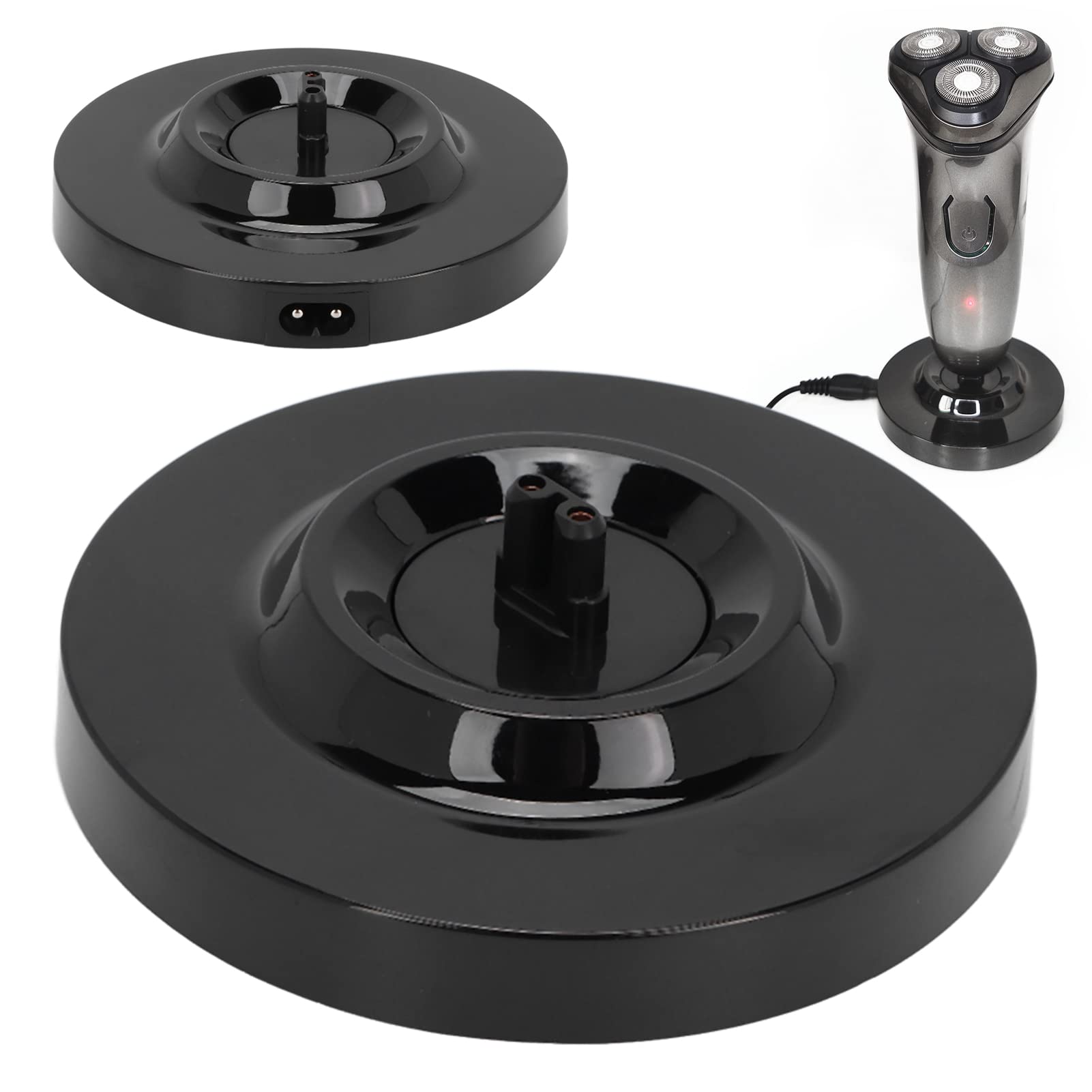 Universal Electric Shaver Charging Stand Round Shape Mens Electric Shaving Charging Base Beard Trimmer Power Supply Charging Dock Black 3