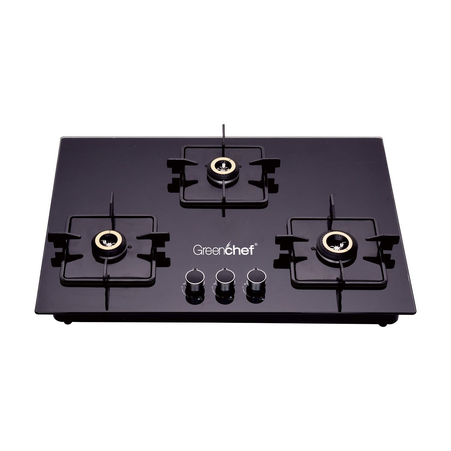 GREENCHEF Kelvin HOB Auto Ignition 3 Burner Unique Glass Gas Stove