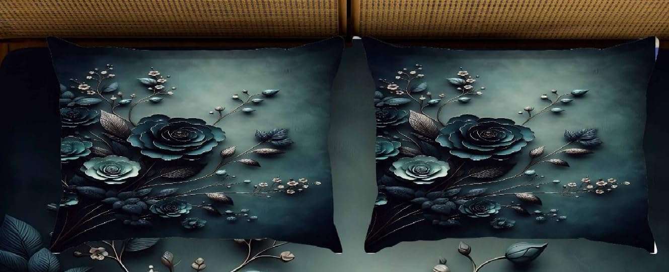 Laying Style™ 7D Glace Cotton Super King Size Printed Flat Double Bedsheet, 108 X 108 Inch and 2 Pillow Cover Without Joint II 400 TC,108" x 108" Inch (Super King, Multicolor) 6