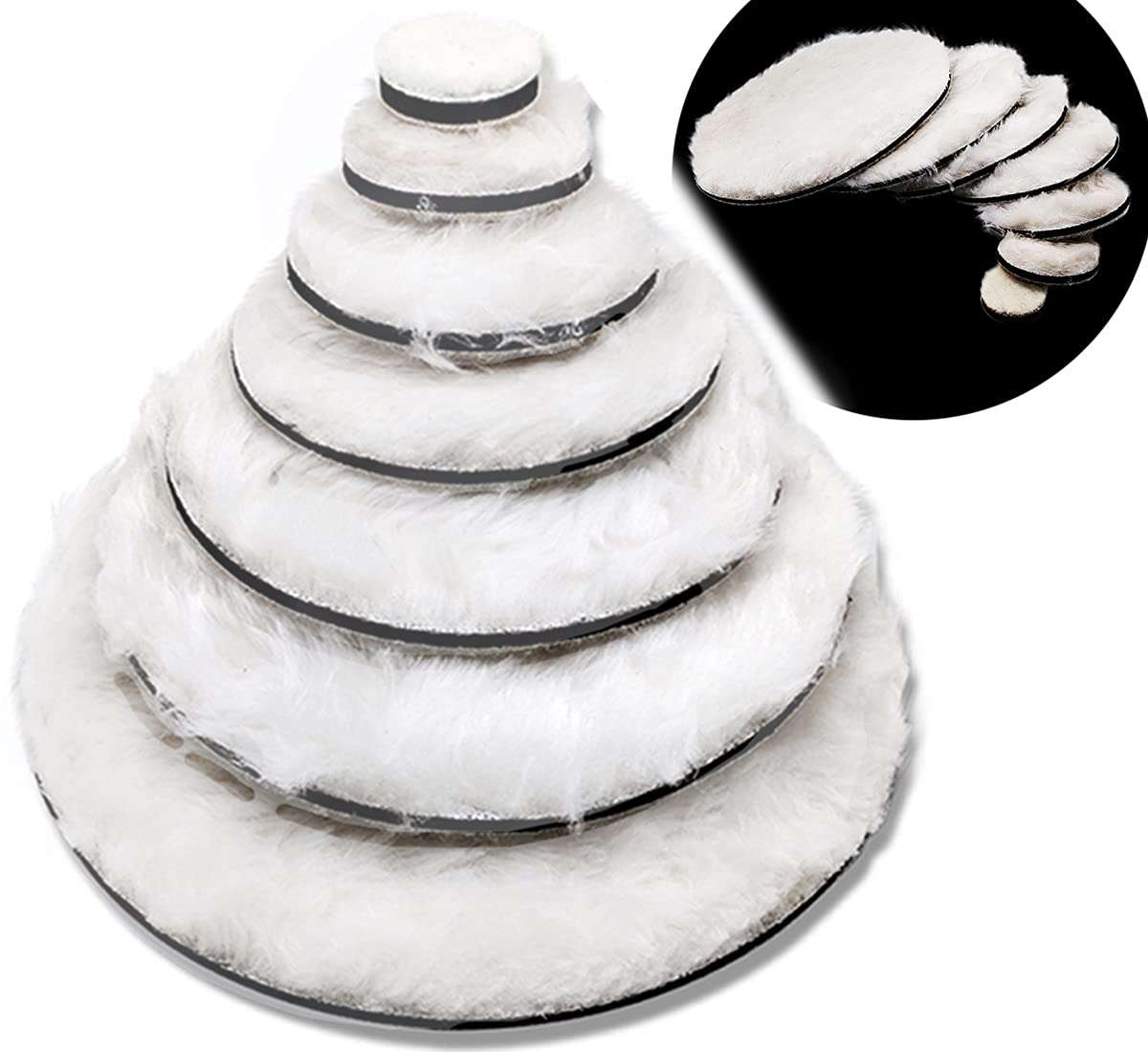 DIY Crafts 3 Pcs, 6" inch Felt Fur Pad Only, Car Motorbike Care Fur Felt Pad For Gross Wax Polishing Buffing Pad Polishing Buffer Drill Adapter M10/14 Conn (3 Pcs, 6" inch Felt Fur Pad Only) 1