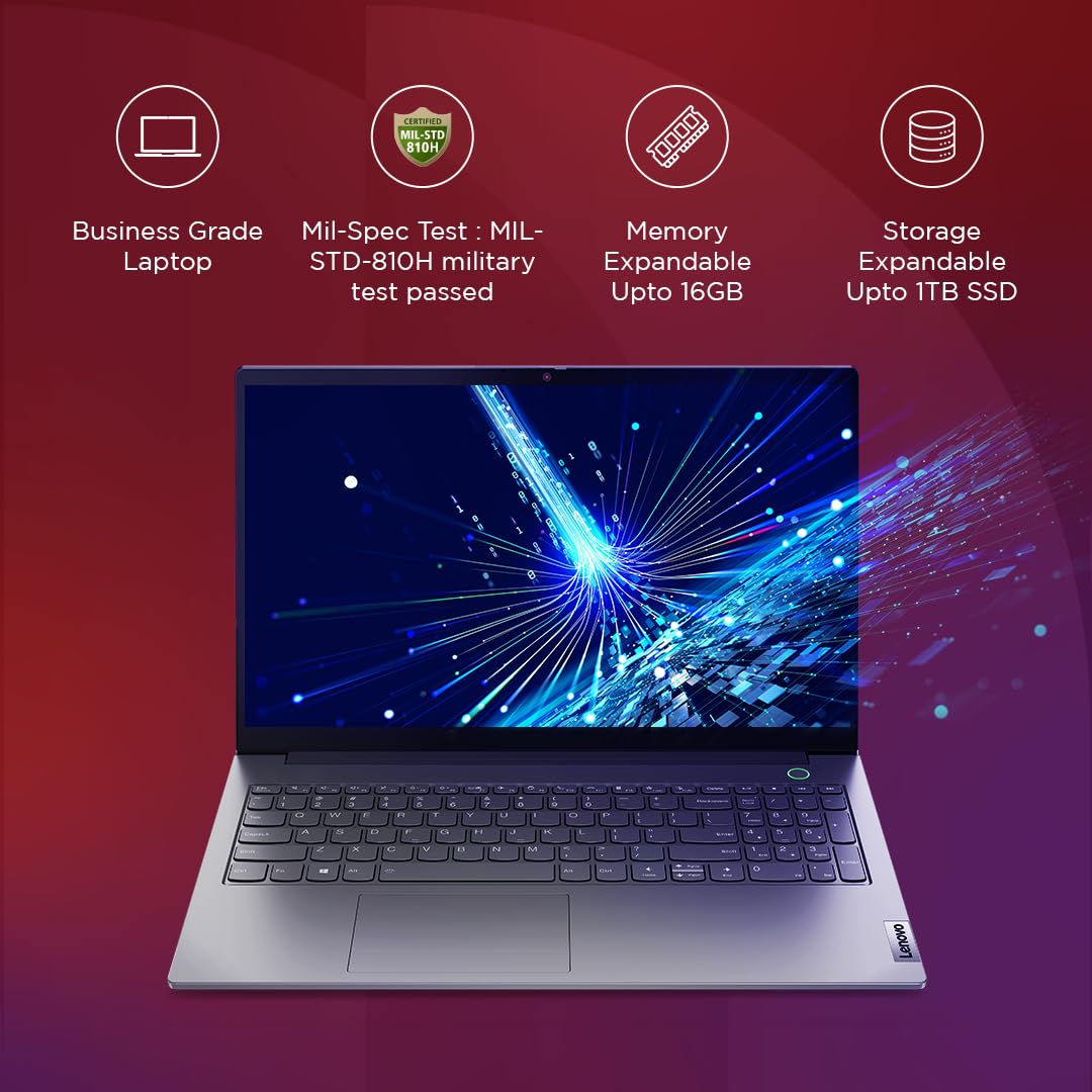 Lenovo ThinkBook 15 G5 Ryzen 5 15.6" FHD Antiglare 250 Nits Thin and Light Laptop (16GB RAM/512GB SSD/Windows 11 Home/Fingerprint Reader/Backlit/Mineral Grey/1 Year Onsite/1.7 kg), 21JFA02KIN 2