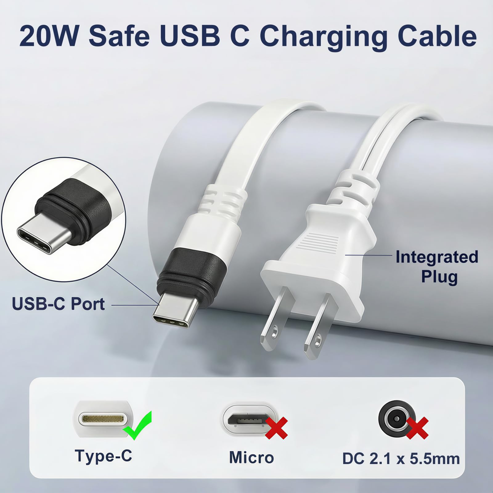 25ft USB C Power Adapter for Ring Spotlight Cam Plus/Pro (Battery) & Ring Outdoor Cam Plus (Battery), Outdoor Weatherproof Charger for Continuous Power, White 5