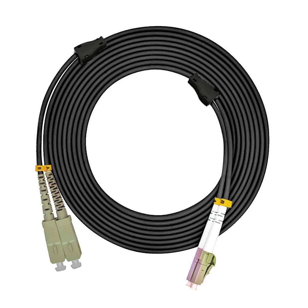 Jeirdus 100Meters 328ft LC to SC 10G OM3 Outdoor Armored Duplex Fiber Optic Cable Jumper Optical Patch Cord Multimode 50/125 100M LC-SC 4