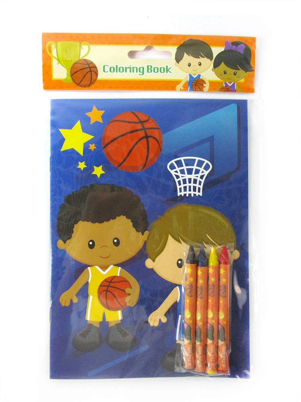 TINYMILLS Basketball Coloring Books for Kids with 12 Coloring books and 48 Crayons, Fun Team Birthday Party Favors, Goodie Bag Stuffers, Prizes, Favor Bag Filler, Team Party Prizes 4
