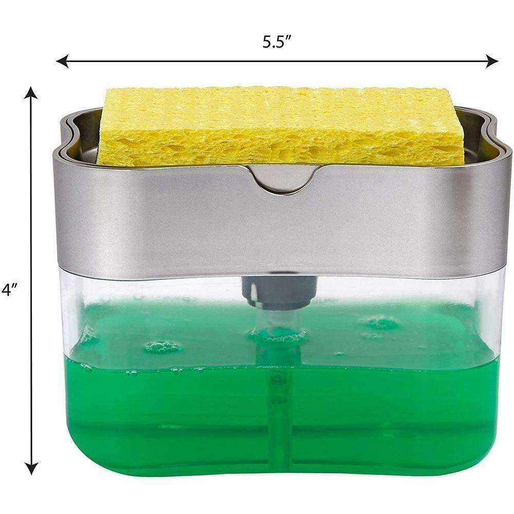 CALIST ABS Plastic Soap Pump Dispenser with Sponges Holder 13 Oz Press Compact Storage for Dish Soap Lotion and Sponge (Medium, Multicolour) 6