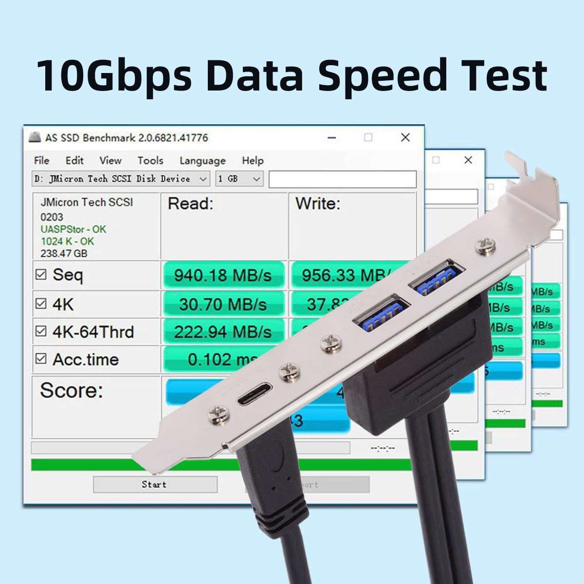 CY 10Gbps USB3.0 Motherboard 19/20Pin & Type-E to USB-C Type-C & USB 3.0 Dual Ports Female PCI-E Back Panel 5Gbps Cable 5