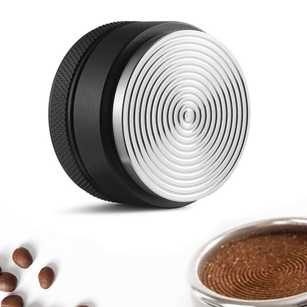 Supvox® Stainless Espresso Tamper 58mm 304 Stainless Coffee Distributor, Stylish Spiral Groove Pattern, Anti-Slip Diamond Texture Trim, Coffee Hand Leveler Tamper Espresso 1