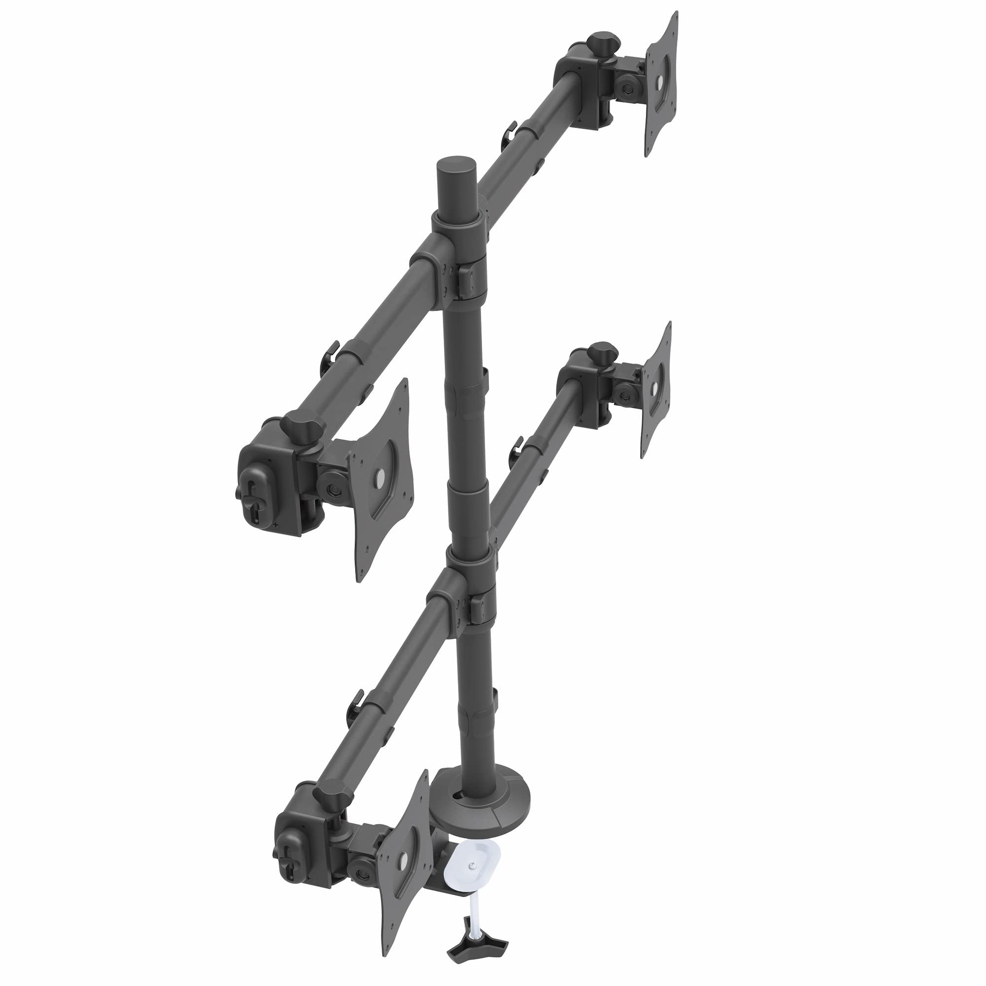 StarTech.com Desk Mount Quad Monitor Arm - Ergonomic VESA 4 Monitor Mount 2x2 up to 27" - Articulating & Height Adjustable Pole Mount - Tilt/Swivel/Rotate LCD/LED Screen - Clamp/Grommet (ARMQUAD) 4