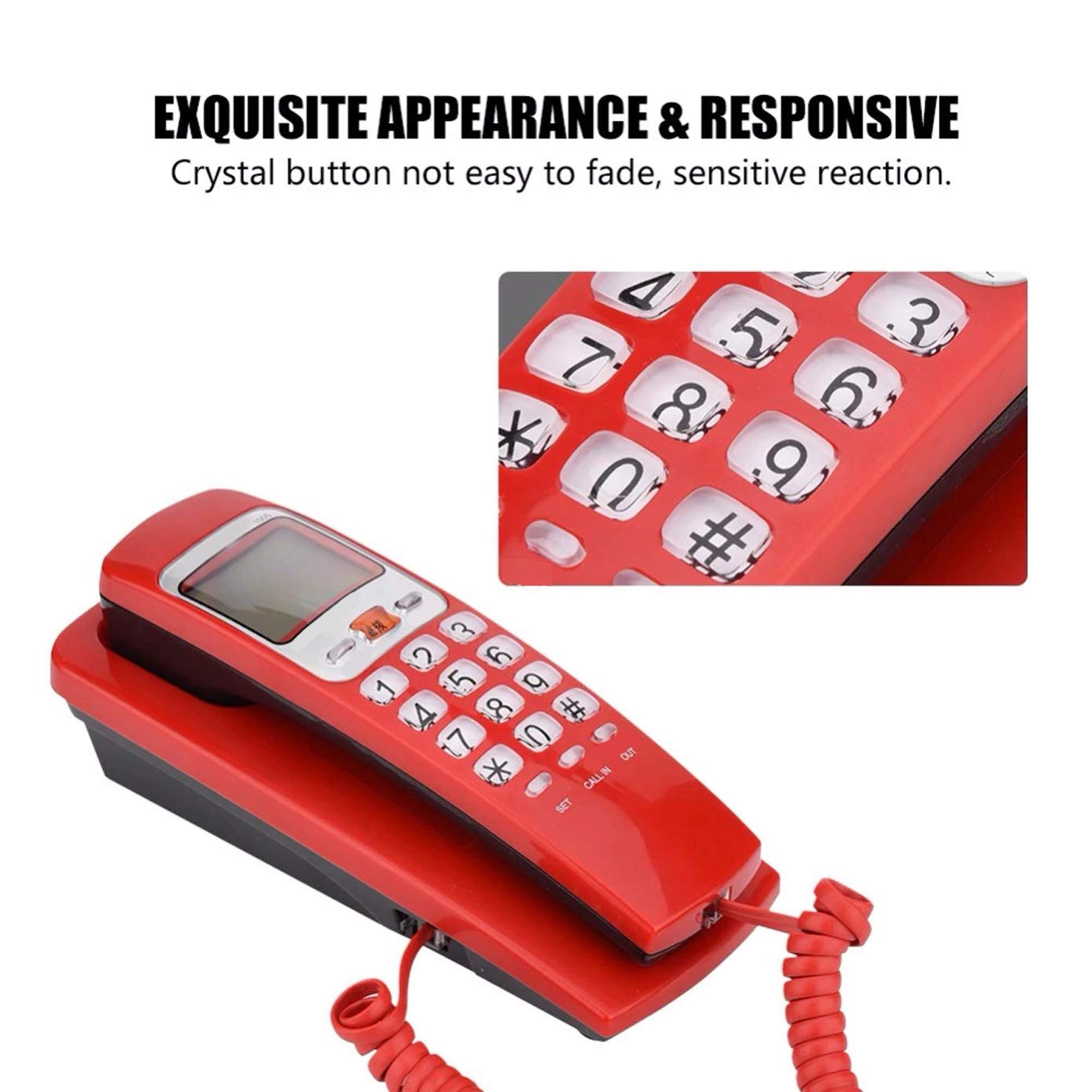 PAVLAX Multipurpose Wall Mounted and Desktop Corded Telephone Landline Caller ID Telephone For Home Office Hotel (Multi Color) (KX-T555 CID) 5