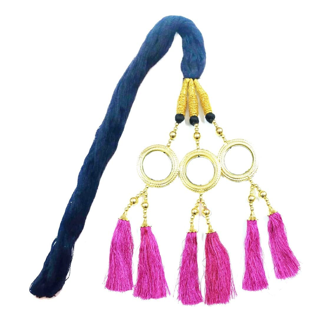 SIYAA Punjabi Paranda Parandi Hair Accessory Braid Tassles Hair Prandi/Pranda For Women &Girls (Pack Of 3 yellow,Blue,Pink) 4