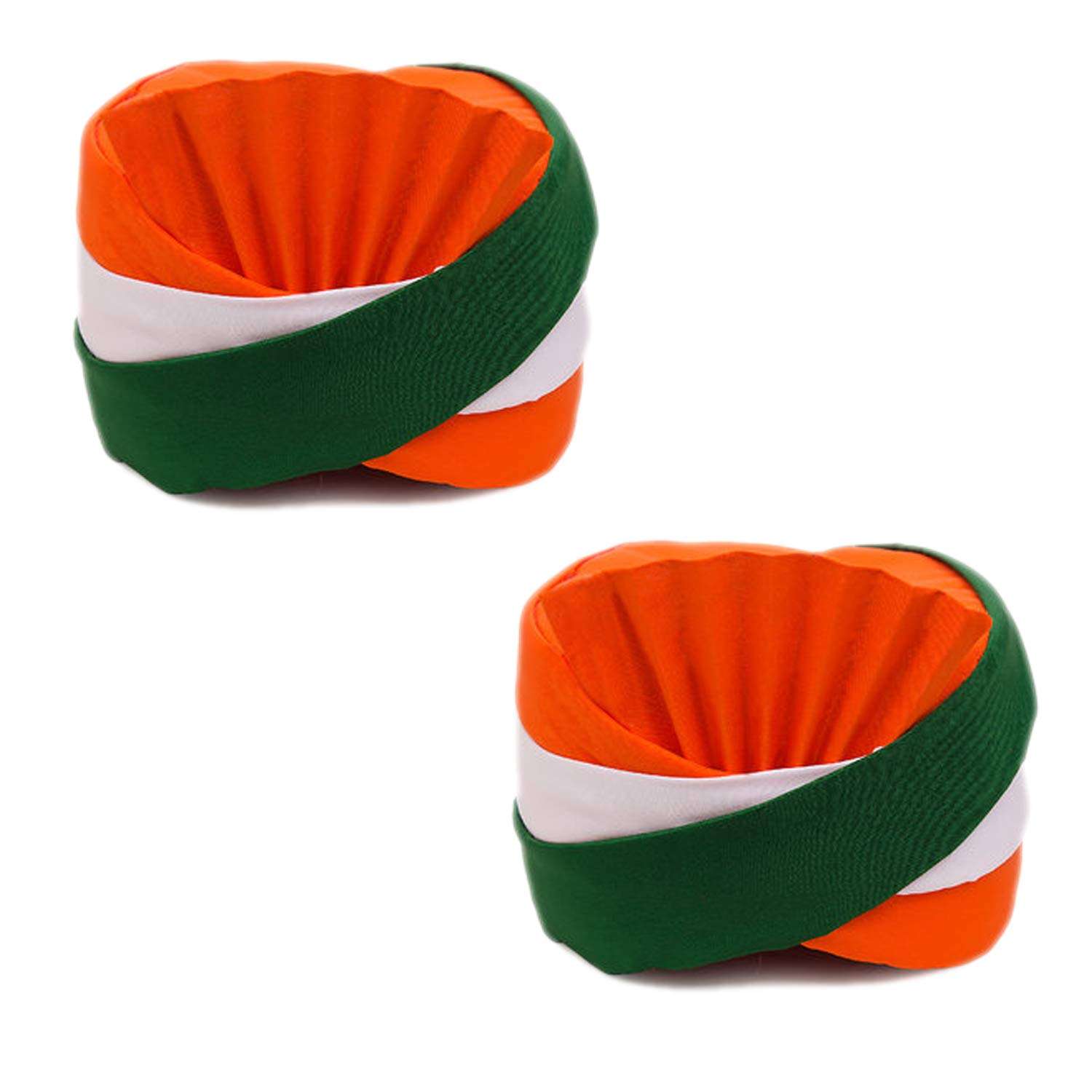 Kaku Fancy Dresses Tricolor Safa/Tiranga Pagdi for Independence Day/Republic Day Cap for Boys & Girls - Pack of 2 1