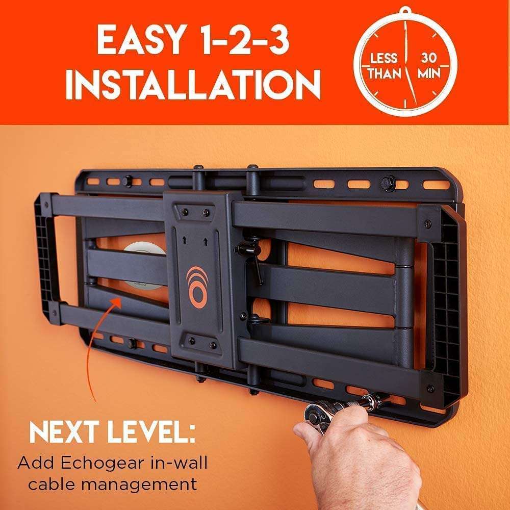 ECHOGEAR TV Wall Mount with Ultra High Speed HDMI 2.1 Cable - Mount TVs Up to 90" & Extend, Swivel, & Tilt Your Screen - 6ft HDMI Cable is Certified to Support Latest HDMI Standard 4