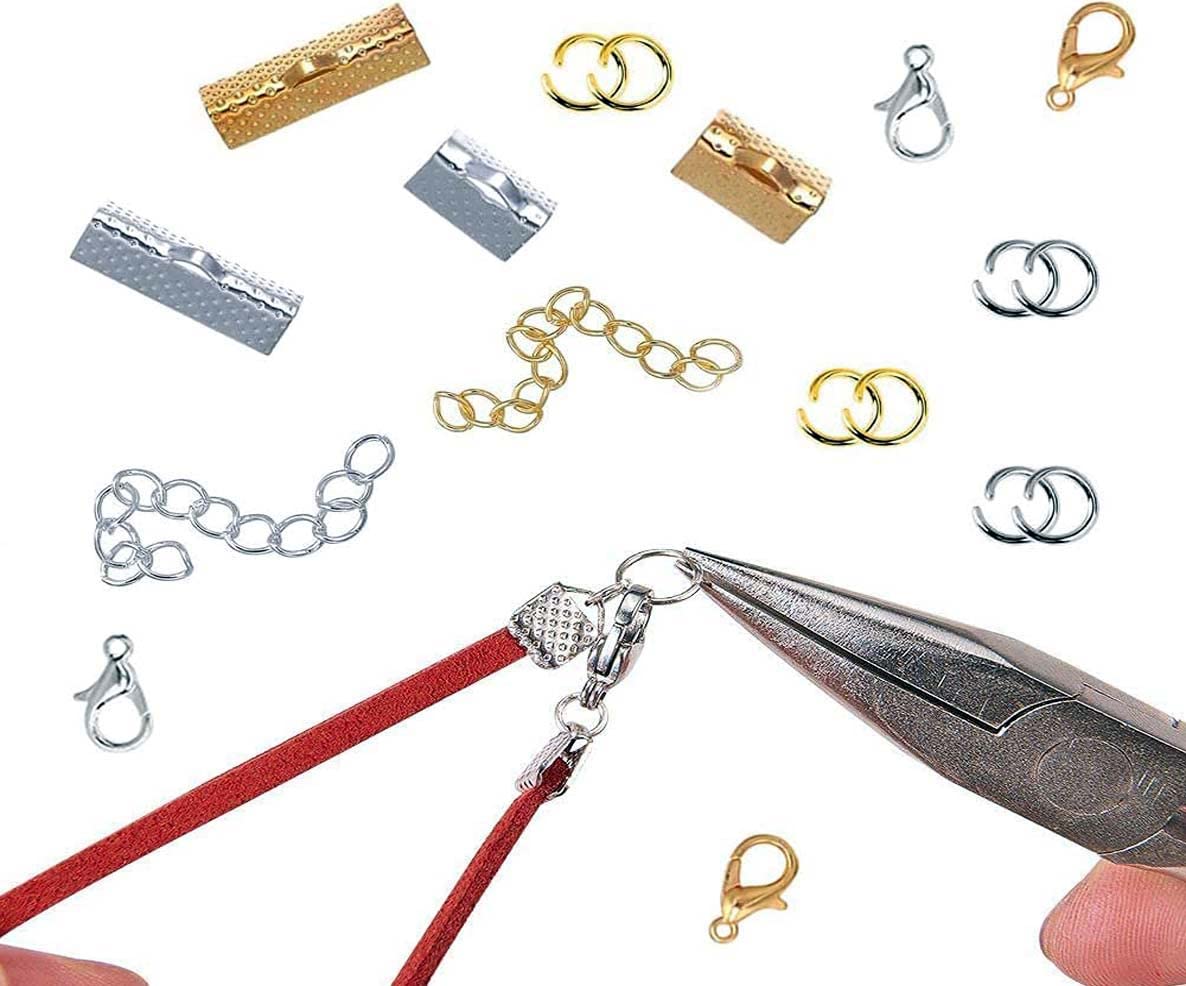 DIY Crafts (9 Sets, Bright Big Silver) Ribbon Bracelet Kit Bookmark Pinch Crimp Ends Jewelry Findings Supplies Includes Ribbon Ends Crimps Lobster Clasps Open Jump Rings and Chain Extenders 5