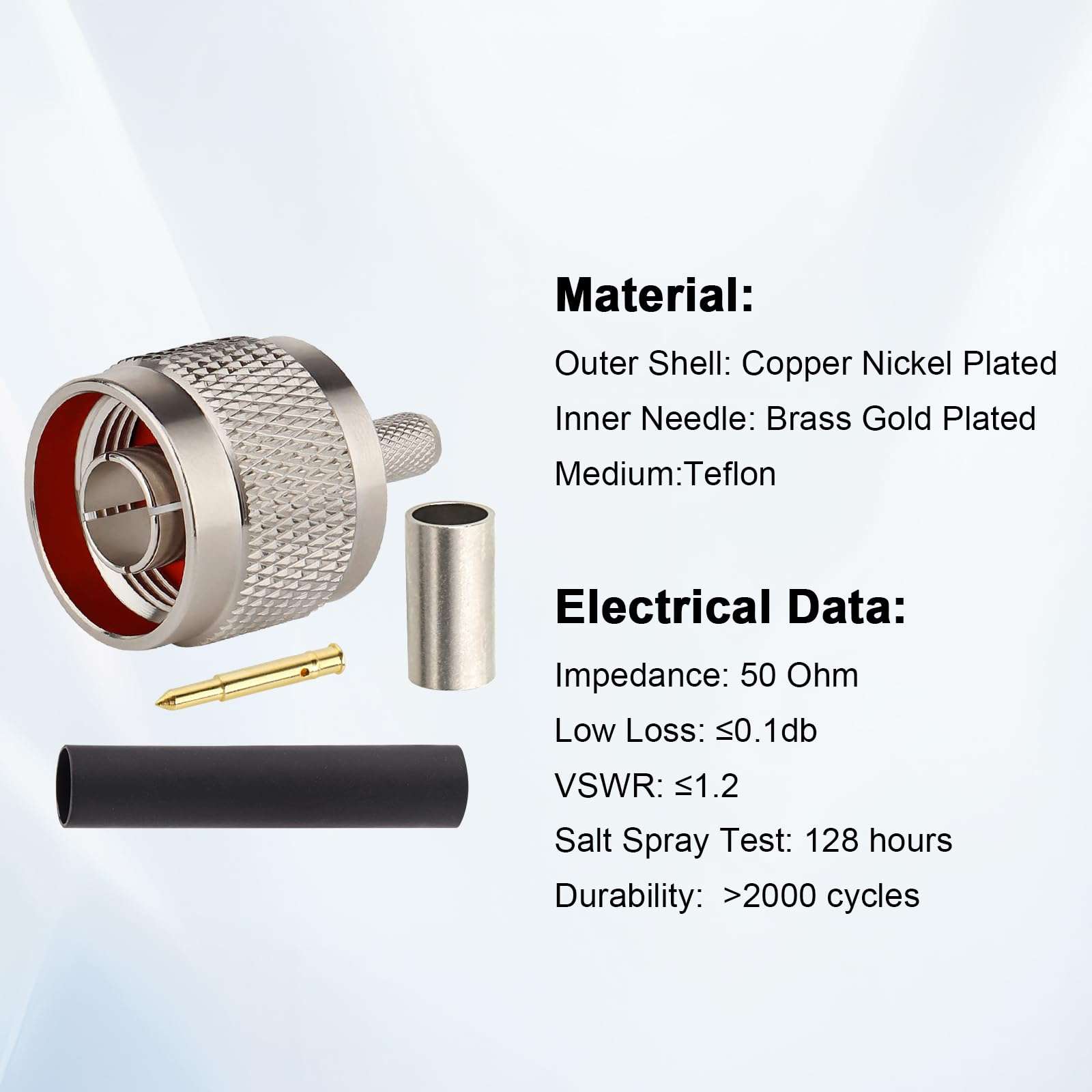 RG58 N Male-Plug Crimp Connector 10PCS – Type N Connector Compatible with RG58, LMR195, RG303, 3D-FB, RG58U, RG400, RG142 Coax Cables 3