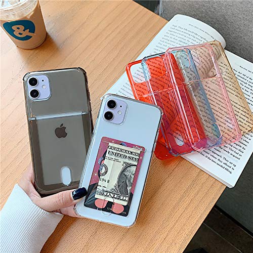 szintu Compatible for iPhone 6 Plus iPhone 6S Plus Clear Case with Card Holder Slot [Slim Fit] Soft TPU Anti-Scratch Shockproof Protective Flexible Bumper Wallet Case for iPhone 6/6S Plus(Black) 3