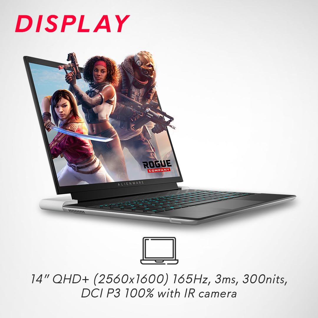 Dell Alienware x14 R2 Gaming Laptop, Intel Core i7-13620H/32GB/1TB SSD/NVIDIA RTX 4060 8GB GDDR6/14'' (35.56Cms) QHD+ 165Hz, 3ms, 300nits/Win 11+MSO'21+McAfee 15 Month/Lunar Silver/2.08Kgs 2
