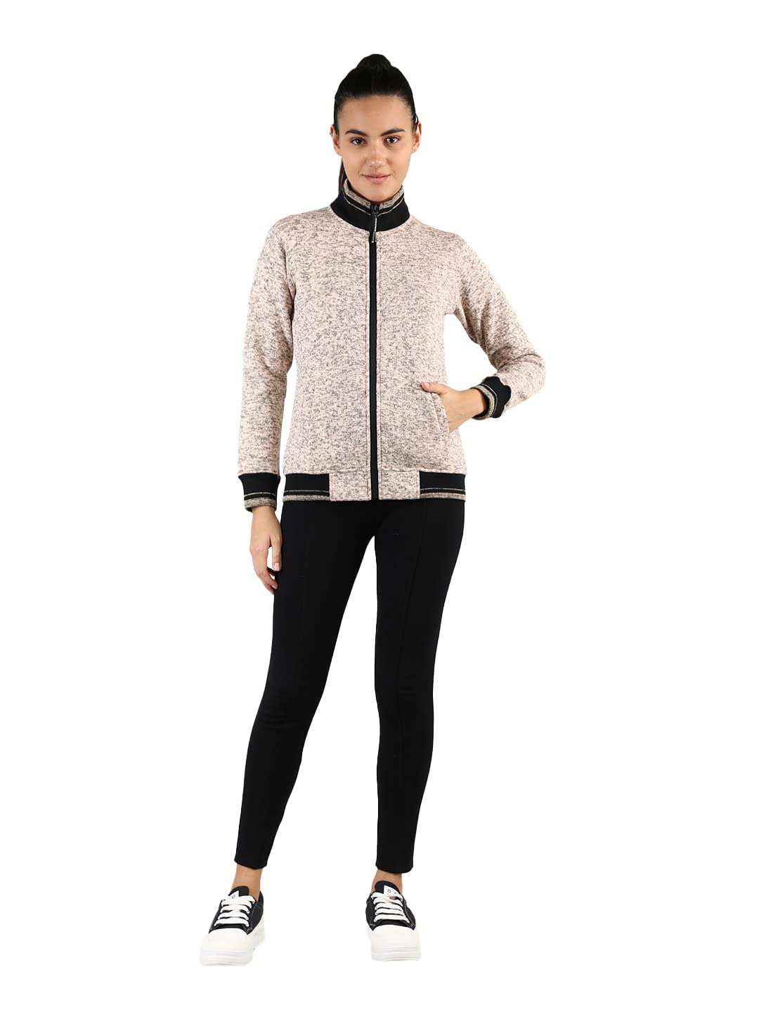 Chkokko Women'S Wool High Neck Sweatshirt (Wmswtshrt02Sandybeachm_Sandy Beach_M) 5