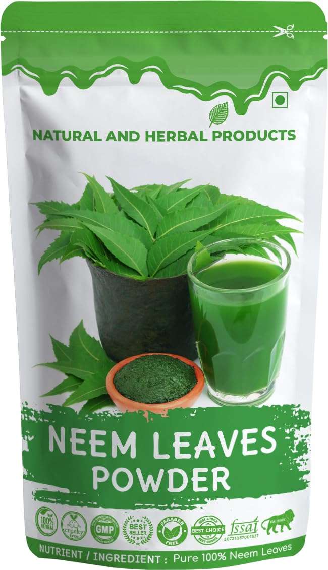 Neem Powder For Skin And Hair/Skin Whitening/Evens Skin Tone/Leaves/Oil Control/Herbal Hair Growth For Men And Women/Pure/Organic/Natural/Diabetes/Eating/Drinking(100 Gram) Leaf 1