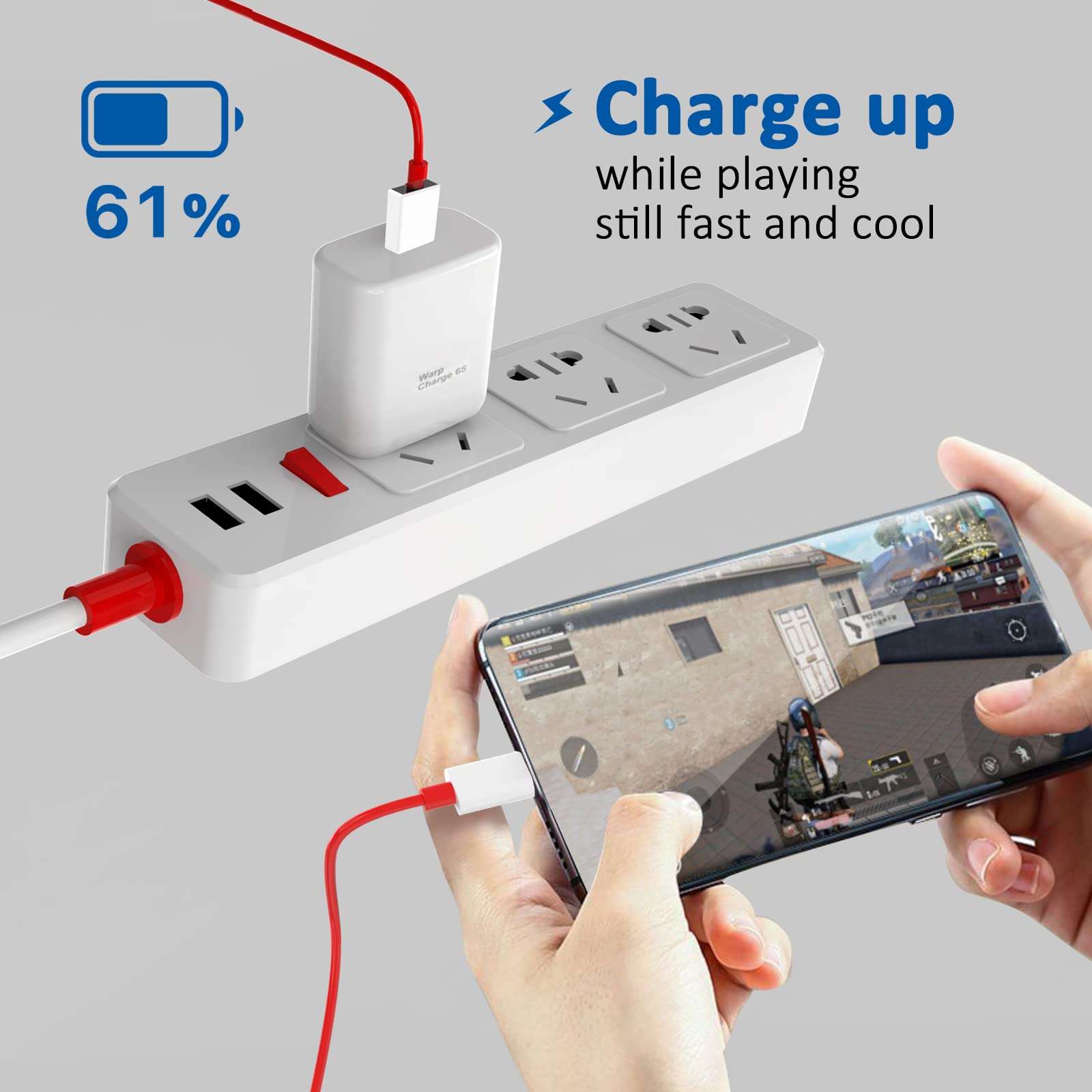 Warp Charger 65W for OnePlus 9R/9RT 5G/9/9 Pro, OnePlus Charger Warp Charge for OnePlus Nord 2 5G/8T/8T+ 5G,USB Wall Plug Block Replacement with Warp Charging USB A to C Cable（3.3ft） 4