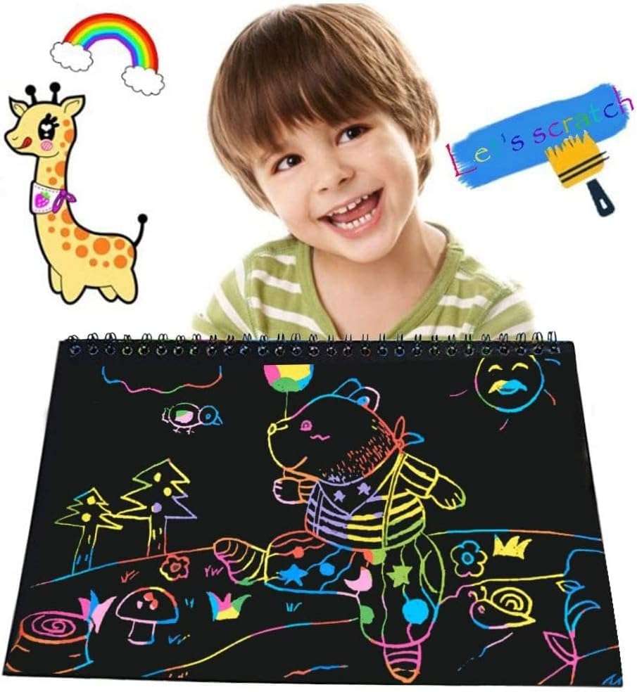 Velocious® Rainbow Scratch Art Note Pads – 12-Pack, 10 Pages Each, 5.5" x 4" Magic Drawing Books for Kids, Travel Activity, Arts & Crafts 3