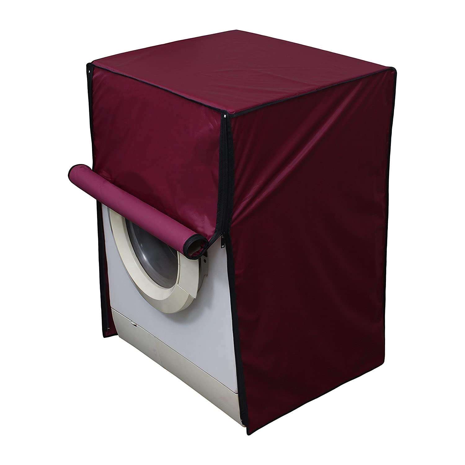 Amazon Brand - Solimo PVC Water Resistant Front Load Fully Automatic Washing Machine Cover, Maroon 3