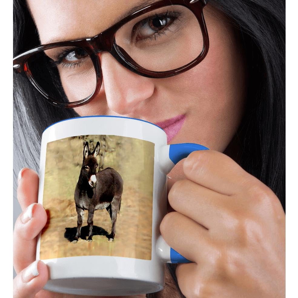 3dRose Miniature Donkey 11oz Two-Tone Blue Mug 2