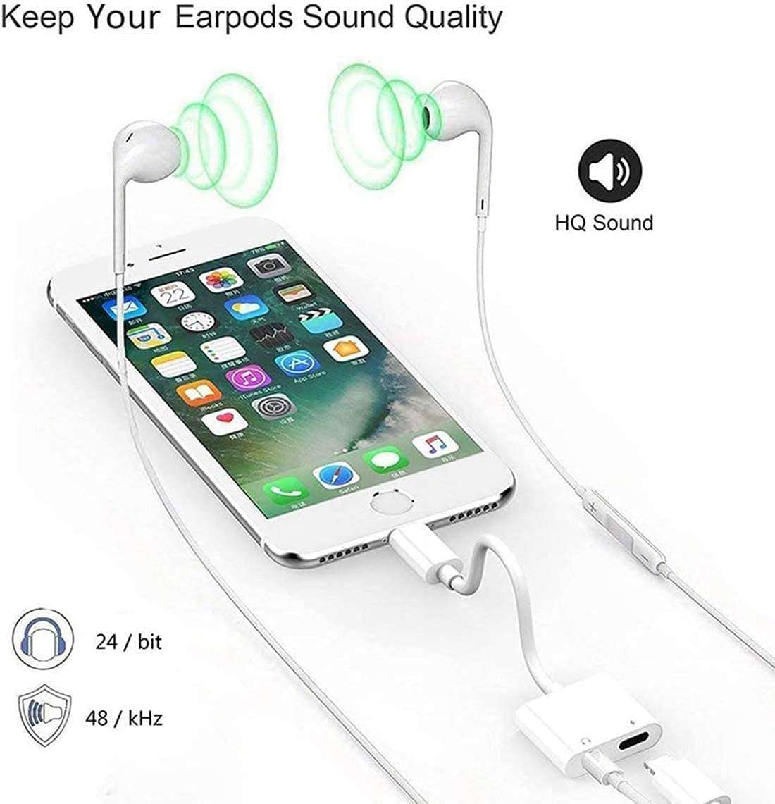 2Pack Lightning to 3.5mm Headphone Jack Adapter for iPhone,[Apple MFi Certified] 2 in 1 Headphone Adapter for iPhone Dongle Charger 3.5mm Jack AUX Audio Splitter for iPhone 12/11/XS /XR/X 8 7 iPad 5