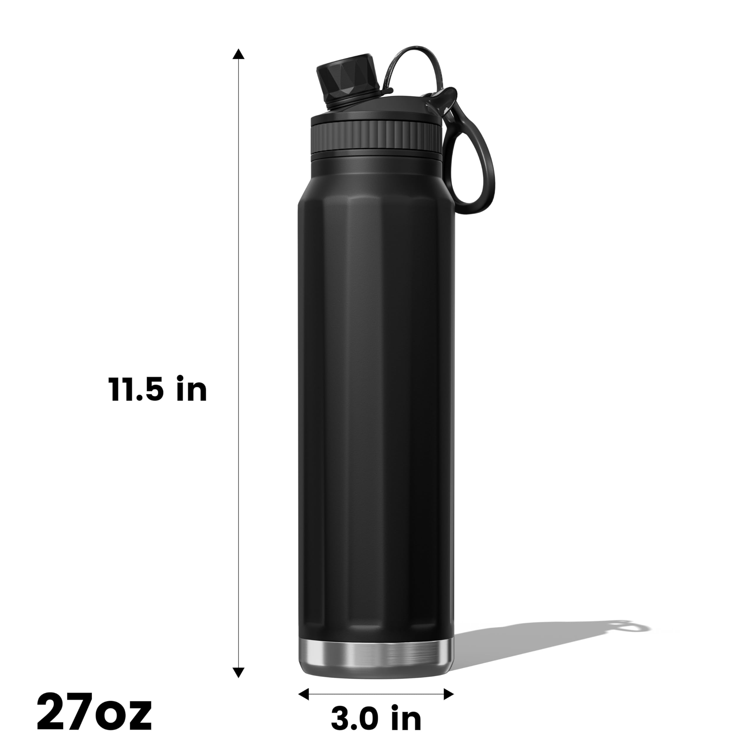 Proarea 27oz Tumbler with Handle and Straw Lid Insulated Stainless Steel Water Bottle with Straw for Sports and Travel, Sports Water Cup Flask for Men, Women & Kids (Black) 6