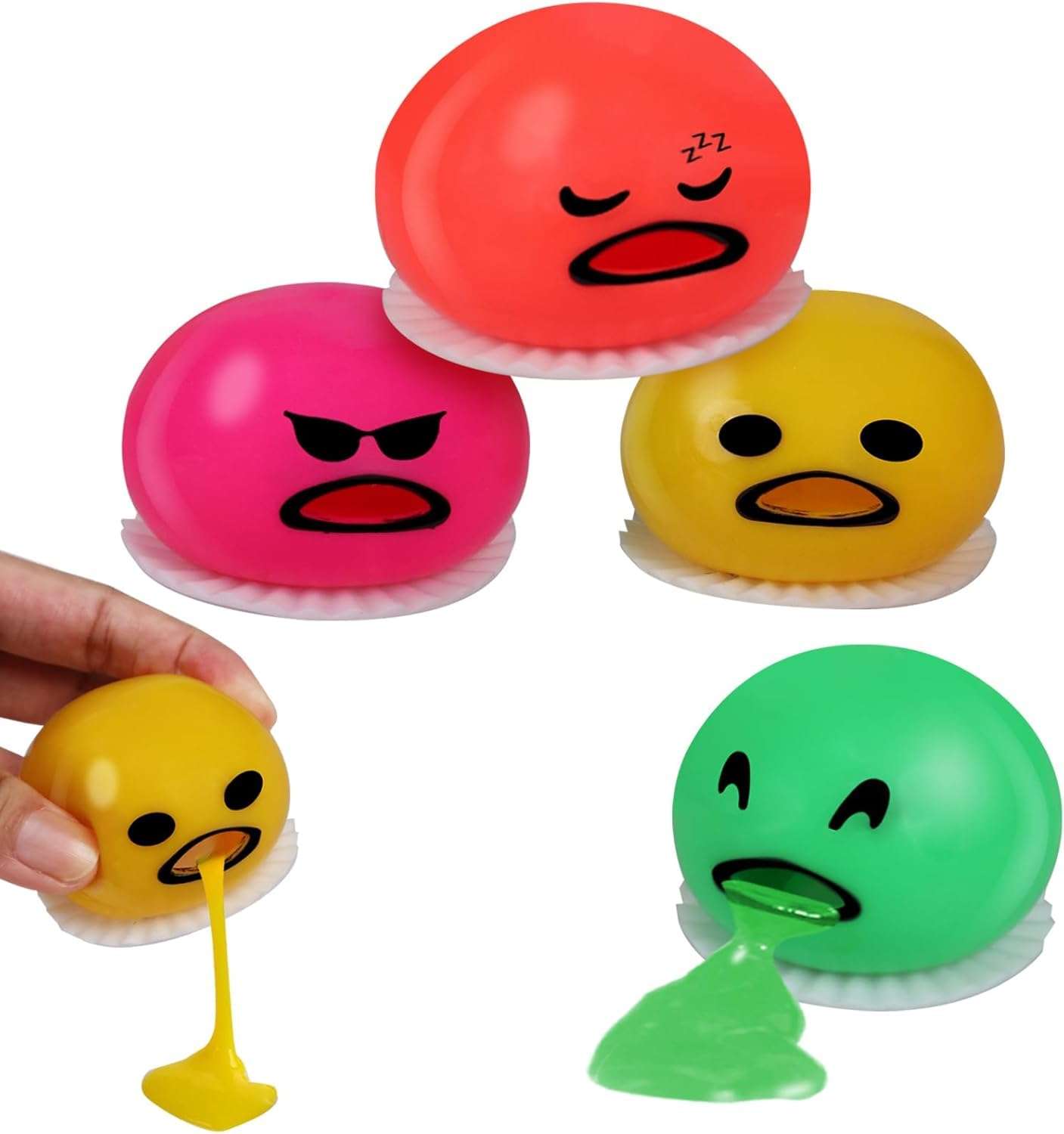 PELO 2 Pcs Vomiting Egg Ball for Kids Egg Balls Toys, Puking Slime Egg Yolk Ball, Squeeze Toy Lazy Egg Vomit Yolk Toy for Kids Boys and Girls 1