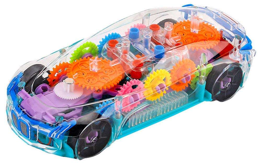 VARIYA ENTERPRISE Gear Display Transparent Car Toy for Kids - 360 Degree Rotating Concept Racing Vehicle 1