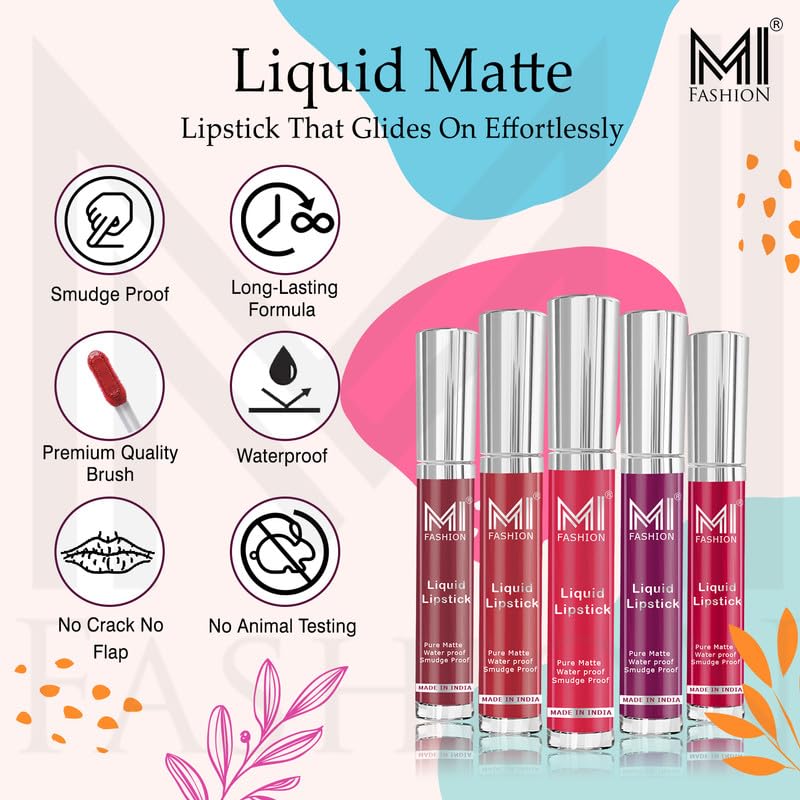 MI FASHION Super Glam Pure Matte Liquid Lipstick Chocolate, Coffee Girls|No Feathering Or Bleeding, Smudge Sip Proof Beauty 3.5ml (Sets 2) 4