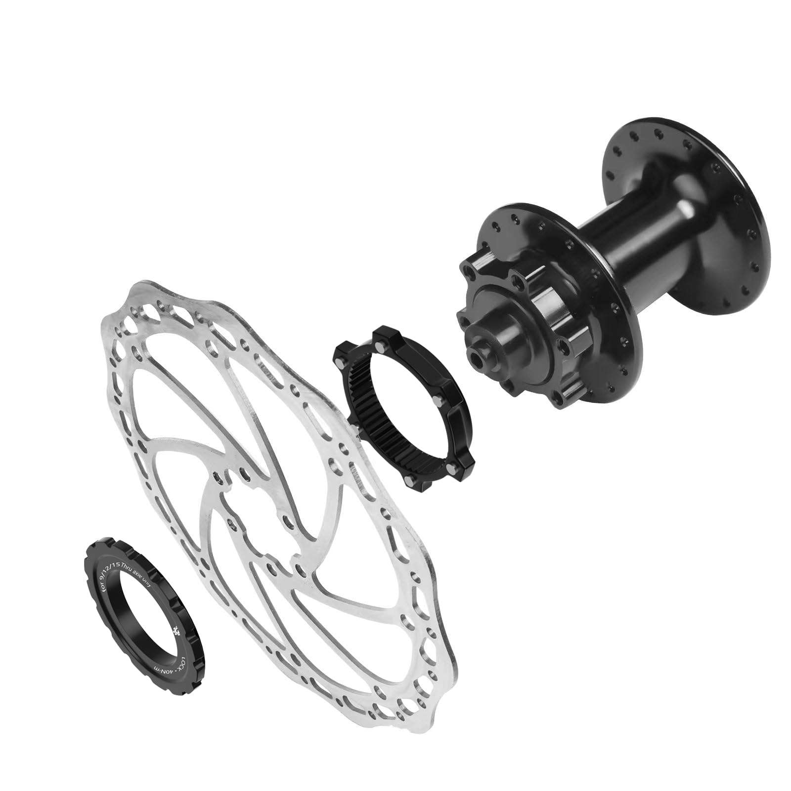 GRQUSTO Bike Centerlock Adapter with Lockring - 6-Bolt Mount Adapter & Centerlock Rotor Lockring Kit, Center Lock Tool for Road Bike Mountain Bike 9/12/15mm Hub Axles(Kit) 3