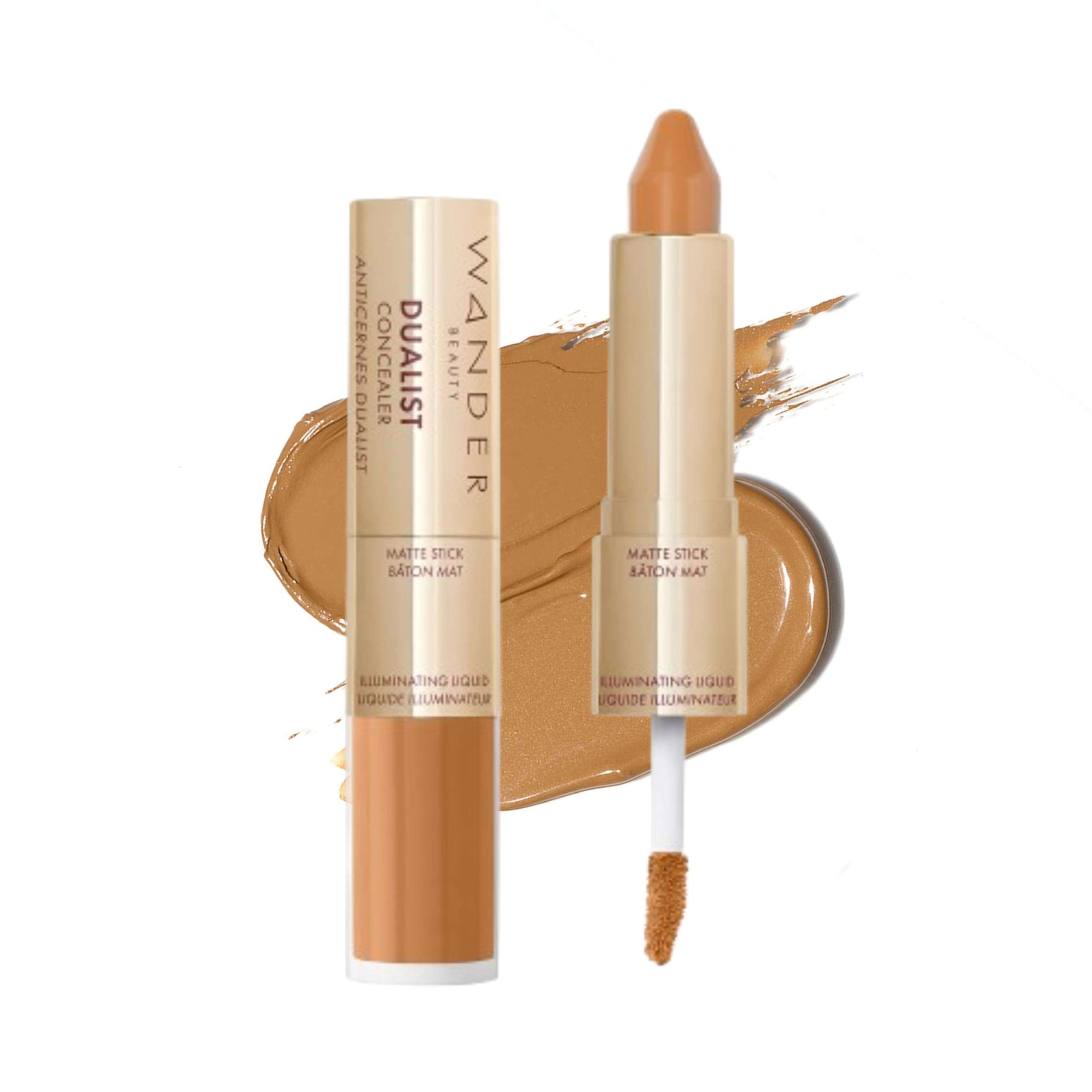 Wander Beauty Dualist Matte and Illuminating Concealer Makeup - Rich - Dual-Ended Matte Concealer Stick + Liquid Concealer - Full Coverage Concealer Brightens, Firms & Hydrates Under Eyes - 0.28 fl oz 1
