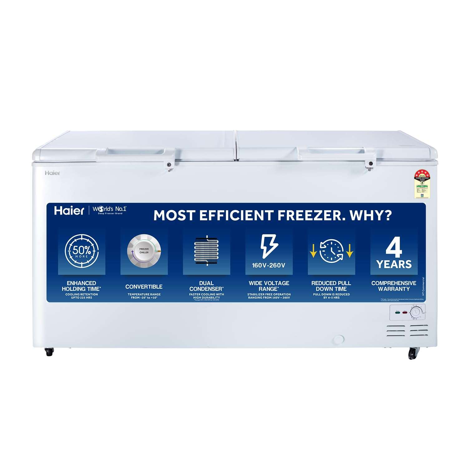 Haier 788 Ltr-5 STAR Rating, Double Door Convertible Hard Top Deep Freezer with 5 Side Cooling (White, HFC-788DM5) 1