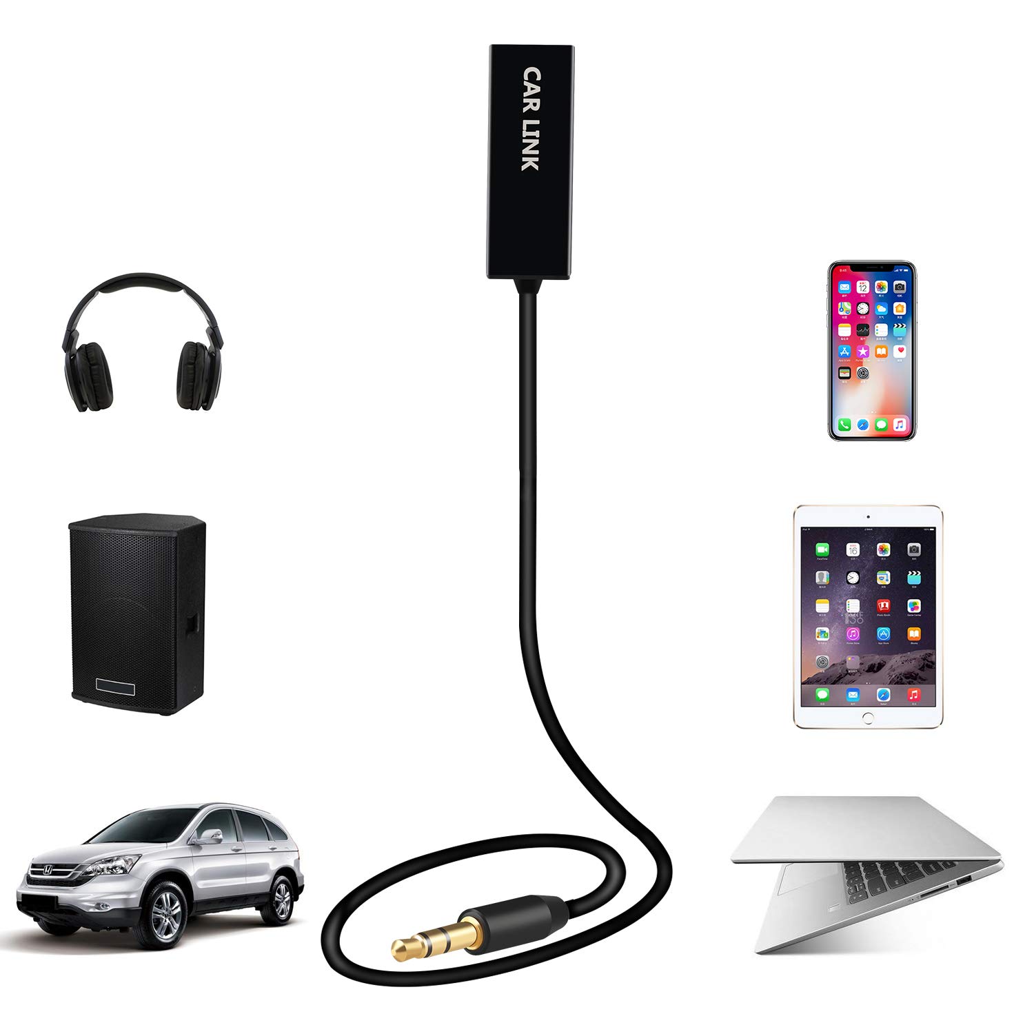Bluetooth Aux Adapter , U2 Mini Wireless Car Bluetooth Receiver USB to 3.5mm Jack Bluetooth to Aux Adapter Audio Music Receiver Handsfree Car kit with Built in Mic for Car Speaker Home Audio 6