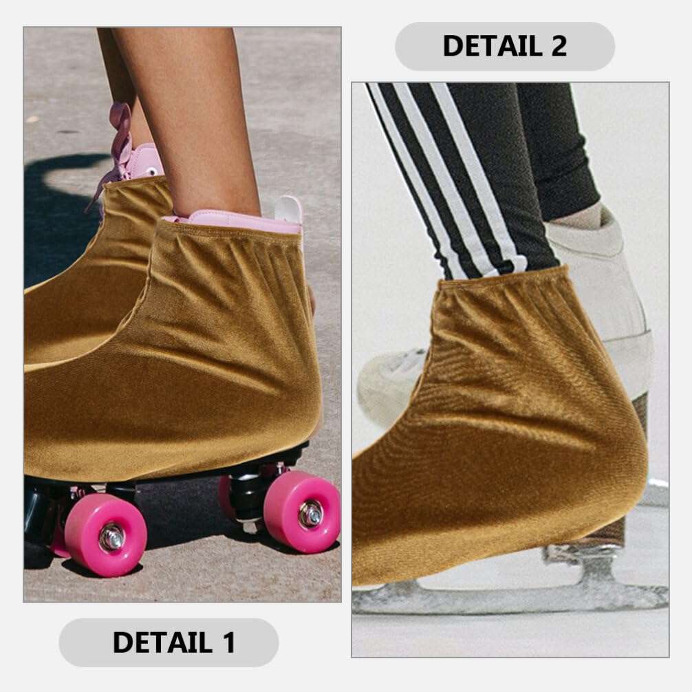 GANAZONO 1 Pair Skate Boot Covers Ice Skating Shoes Covers Sports Ice Skate Boot Covers Polyester Elastic Shoes Covers for Figure Skating Roller Skates Light Brown 6