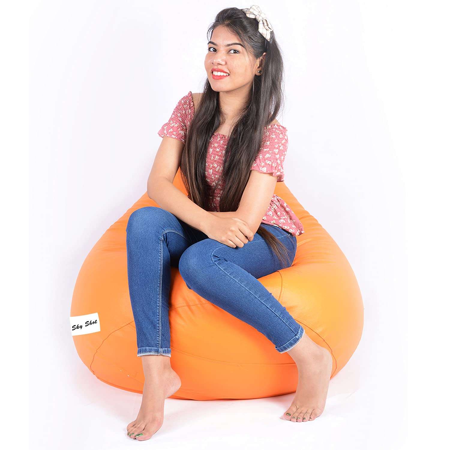 Skyshot Classic Bean Bag Filled with Beans/Fillers (XL, Orange) 3