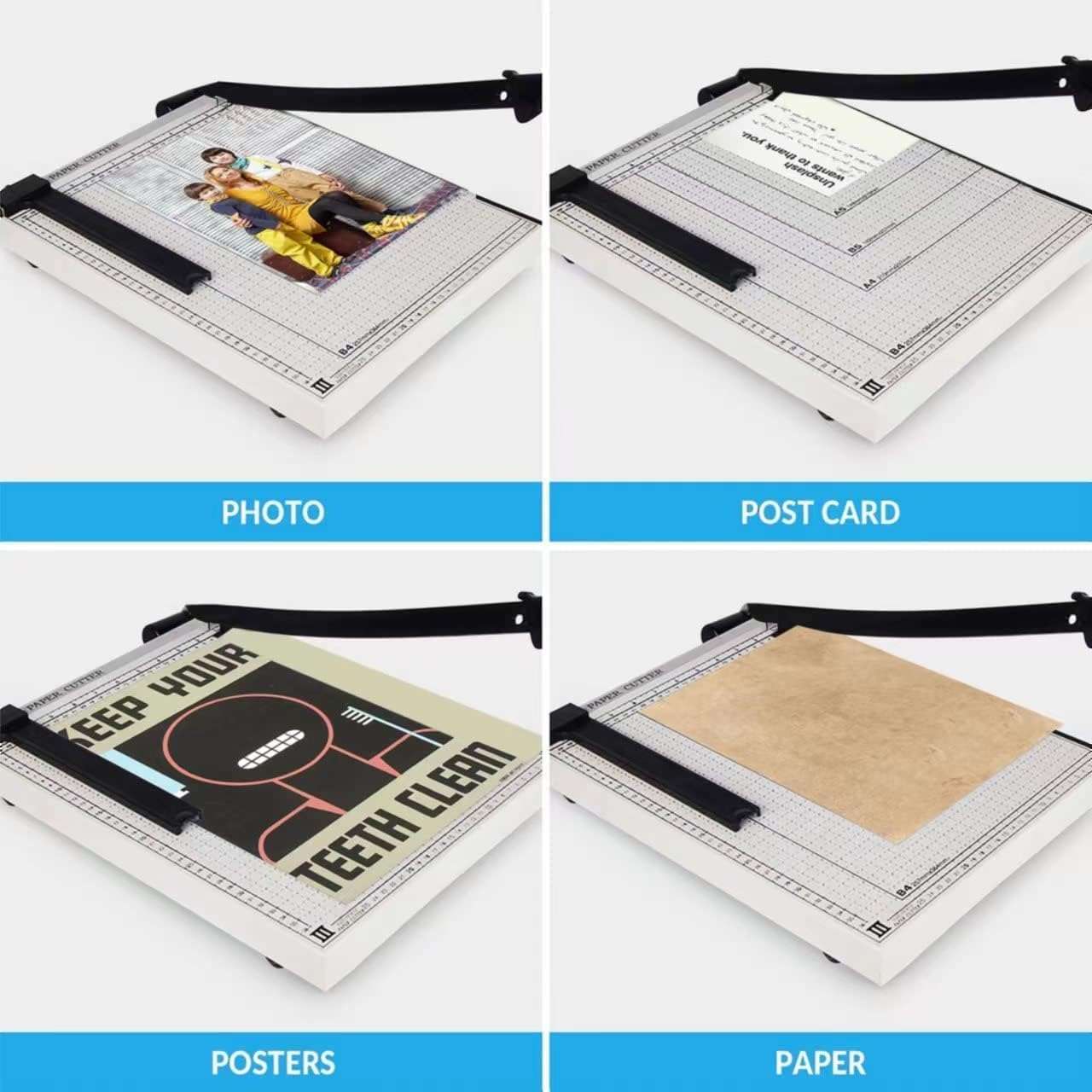 Paper Cutter for Cardstock Heavy Duty 12 inch, 12" Cut Length Guillotine Paper Trimmer for Cardstock Metal Base, 12 Sheets Capacity, for Home Office Classroom School 4