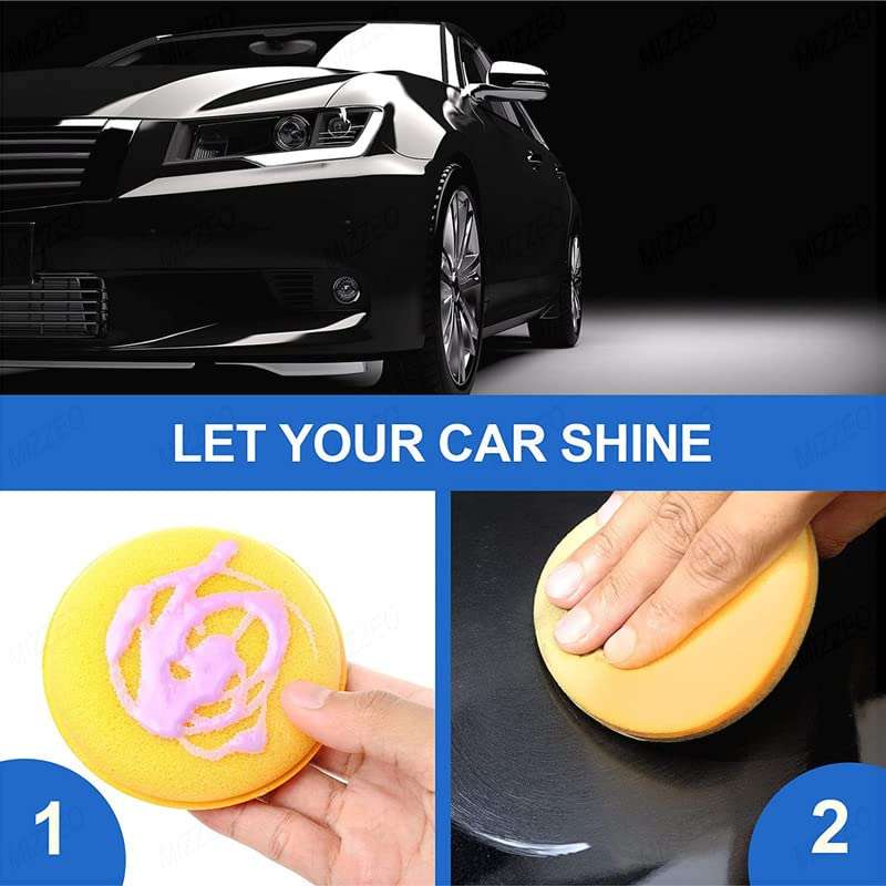 CARIZO Foam Car Wax Applicator Pad Foam Applicator Pads Detailing Round 4-inch Polishing Sponges for Car Wax Applicator Pad 10 Pack-Yellow 4