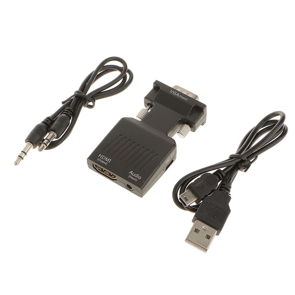 Generic 1080P VGA Male to HDMI Female HDTV with 3.5mm Audio USB Plug Cable Adapter 5