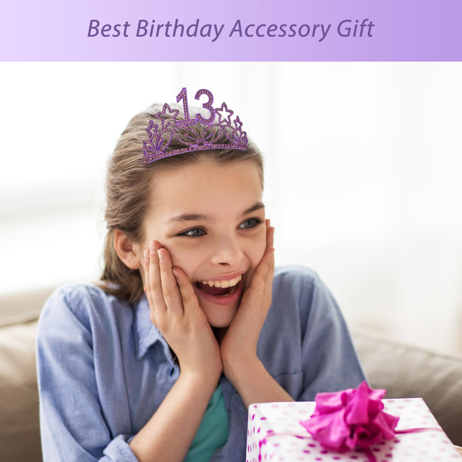 13th Birthday Sash and Tiara for Girls - Fabulous Set: Glitter Sash + Stars Rhinestone Rose Gold Premium Metal Tiara, 13th Birthday Gifts for Teenegers Party 5